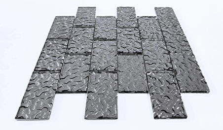 Mutfak tezgah arası ve iç mekan kaplama ve dekorasyon uygulamaları için, 48x98mm. Gümüş Krom, 30x30cm. Fileli Kristal Mozaik.