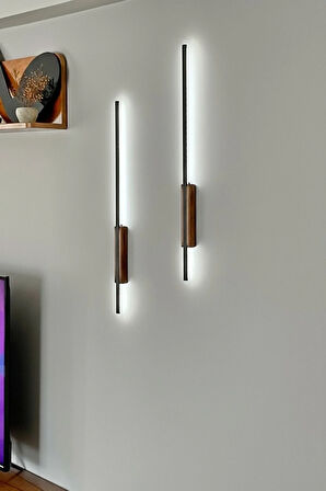 Pilli Kılıç Aplik Gece Lambası Ahşap Kasa Ceviz 2 Adet (70 cm)