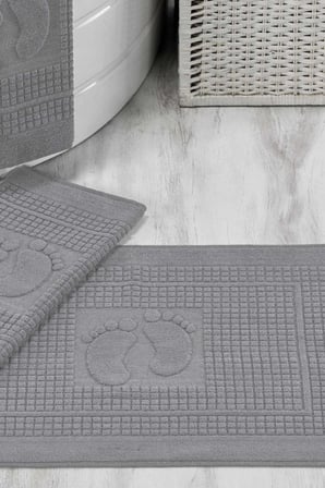 3 Lü Banyo Ayak Havlusu %100 Pamuklu 50x70 Cm Açık Gri