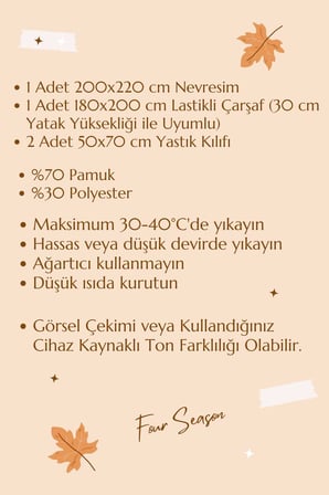 Çift Kişilik Lastikli Çarşaflı Nevresim Takımı Pamuklu Four Season Bej Gri