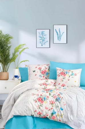 Çift Kişilik Ranforce Nevresim Takımı %100 Pamuklu Butterfly