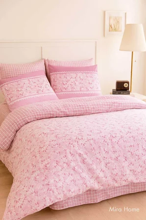 Çift Kişilik Pamuklu Nevresim Takımı Romantic Pink Çiçekli