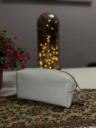 Gogo Makyaj Çantası Beyaz Hakiki Deri