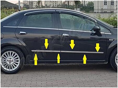 Markadan Fiat Linea Krom Yan Kapı Çıtası 2006-2018 4 Parça Paslanmaz Çelik