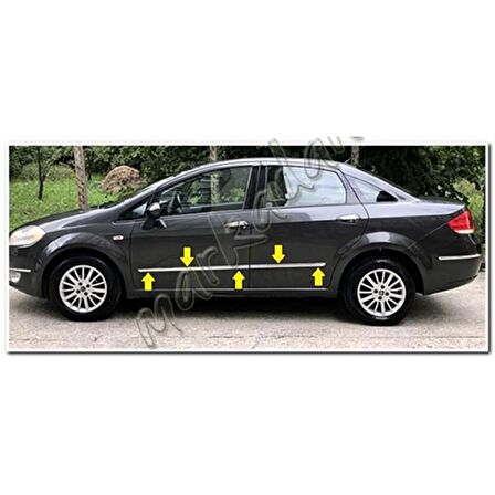 Markadan Fiat Linea Krom Yan Kapı Çıtası 2006-2018 4 Parça Paslanmaz Çelik