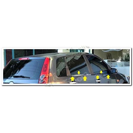 Markadan Ford Fiesta Krom Cam Çıtası 2002-2008 4 Parça Paslanmaz Çelik
