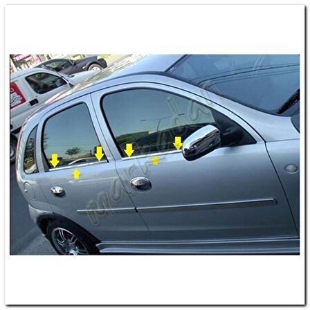 Markadan Opel Corsa C Krom Cam Çıtası 2000-2006 4 Parça Paslanmaz Çelik