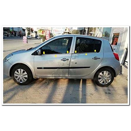 Markadan Renault Clio 3 HB Krom Cam Çıtası 2006-2011 4 Parça Paslanmaz Çelik