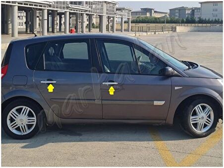 Markadan Renault Scenic 2 Krom Kapı Kolu 2003-2009 4 Kapı Paslanmaz Çelik