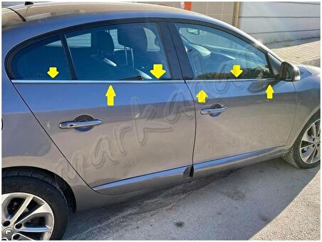 Markadan Renault Fluence Krom Cam Çıtası 2010-2016 4 Parça Paslanmaz Çelik