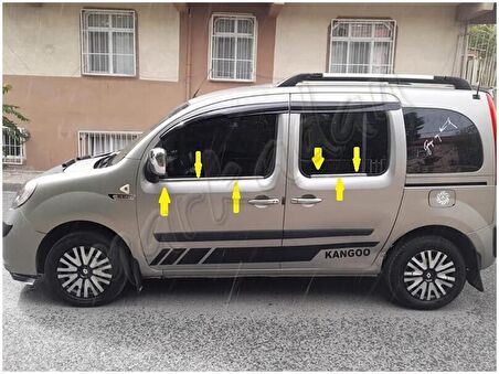 Markadan Renault Kangoo Krom Cam Çıtası 2008-2020 4 Parça Paslanmaz Çelik