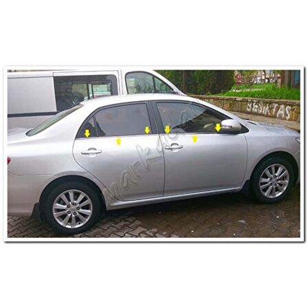 Markadan Toyota Corolla Krom Cam Çıtası 2007-2012 4 Parça Paslanmaz Çelik