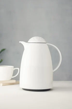 1 LT Isı Yalıtımlı Çay Ve Soğuk Su Termosu Soft Beyaz (12 Saat Sıcak Tutar& İçi Camdır)