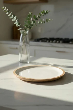 Mango Agacı Servis Tabağı & Sunum Tabağı 25 Cm Krem