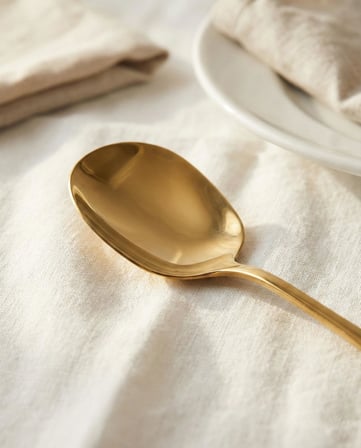 Gold Orta Boy Paslanmaz Çelik Servis Kaşığı & Profesyonel Sunum Gereci 21 cm