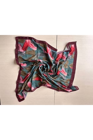 Fırça Desenli Bambu Eşarp (Bordo, Siyah, Lajivert Tonlar)