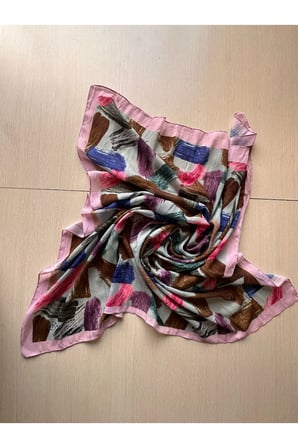 Fırça Desenli Bambu Eşarp (Bordo, Siyah, Lajivert Tonlar)