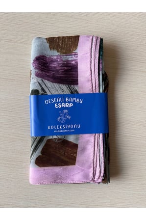 Fırça Desenli Bambu Eşarp (Bordo, Siyah, Lajivert Tonlar)