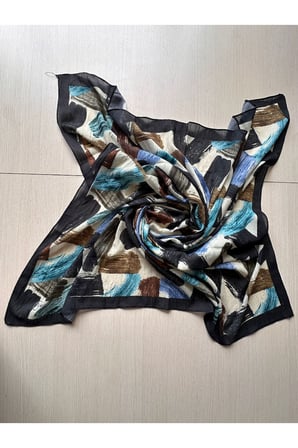 Fırça Desenli Bambu Eşarp (Bordo, Siyah, Lajivert Tonlar)