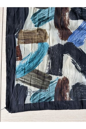 Fırça Desenli Bambu Eşarp (Bordo, Siyah, Lajivert Tonlar)