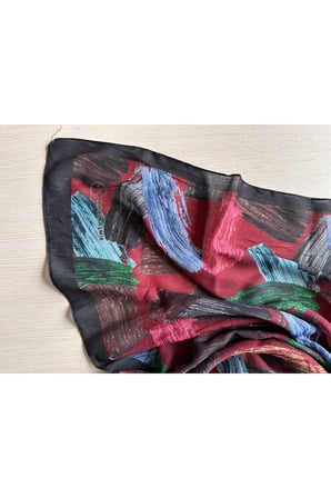 Fırça Desenli Bambu Eşarp (Bordo, Siyah, Lajivert Tonlar)