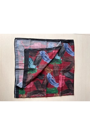 Fırça Desenli Bambu Eşarp (Bordo, Siyah, Lajivert Tonlar)