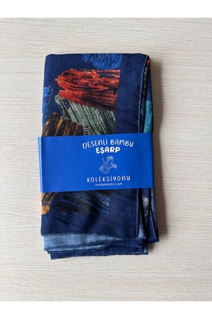 Fırça Desenli Bambu Eşarp (Bordo, Siyah, Lajivert Tonlar)