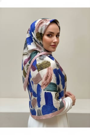 Fırça Desenli Bambu Eşarp (Krem, Kahve ve Gri Tonlar)
