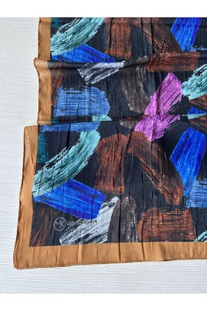 Fırça Desenli Bambu Eşarp (Krem, Kahve ve Gri Tonlar)