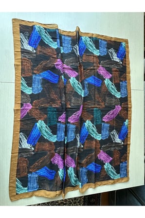 Fırça Desenli Bambu Eşarp (Krem, Kahve ve Gri Tonlar)
