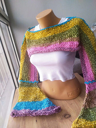 Mevsimlik Kadife Bolero Handmade