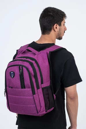 Çok Gözlü Ergonomik Sırt Çantası Su İtici Unisex Okul, Günlük ve Seyahat Çantası Mor