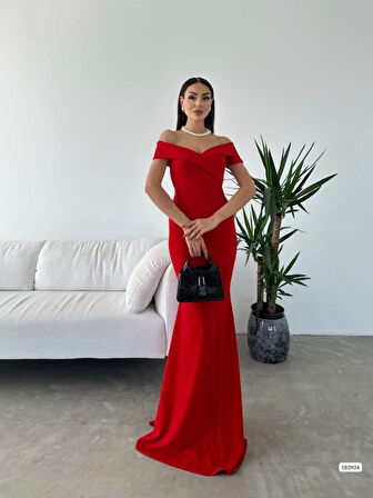 Moda Kumsal Kadın Dalgıç Kumaş Kayık Yaka Ve Dekolte Detaylı Elbise