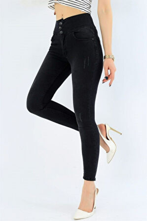 Moda Kumsal Yüksek Bel Likralı Jean Pantolon 90 Cm