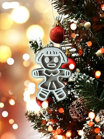 Zencefilli Kurabiye Kız Noel Süsü 1 Adet - Çevre Dostu PLA