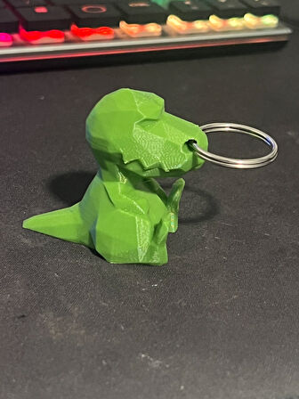 Sevimli Düşük Poli T-Rex Anahtarlık 1 Adet - Çevre Dostu PLA