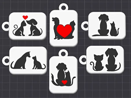 Kedi ve Köpek Silüetleri 1 Adet - Çevre Dostu PLA