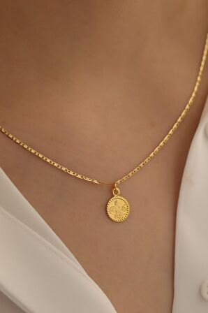 14 Ayar Altın Tuğra Valentino Zincir Kolye