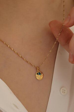 14 Ayar Altın Tuğra Göz Singapur Zincir Kolye