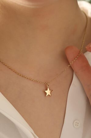 14 Ayar Altın Yıldız Doç Zincir Kolye