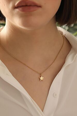 14 Ayar Altın Yıldız Doç Zincir Kolye