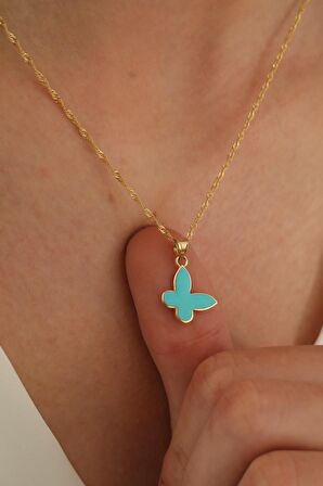 14 Ayar Altın Singapur Zincir Kelebek Kolye