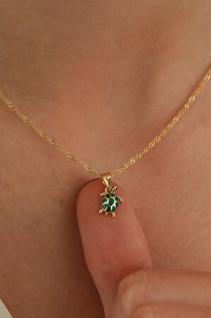 14 Ayar Altın Singapur Zincir Kaplumbağa Kolye