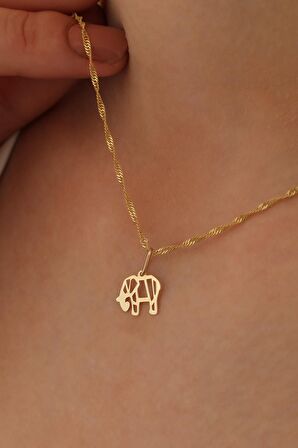 14 Ayar Altın Singapur Zincir Fil Kolye