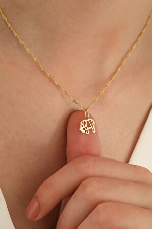 14 Ayar Altın Singapur Zincir Fil Kolye