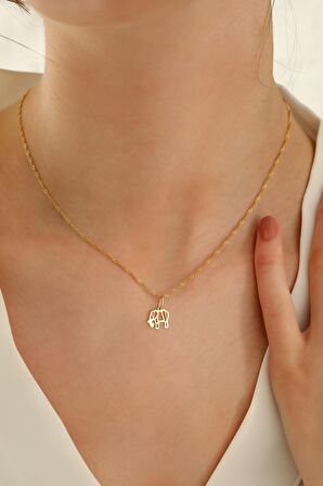 14 Ayar Altın Singapur Zincir Fil Kolye