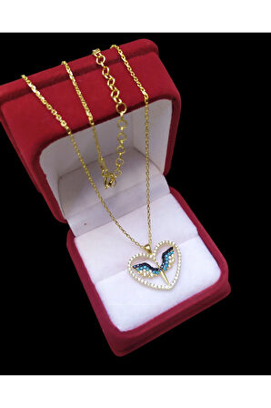 Modahilye 925 Ayar Gümüş Mikail Kılıcı Mix Kalp Altın Kaplama renk Kolye