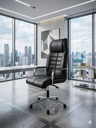 OFİSCORE Makam Koltuğu, Yönetici Koltuğu, Ofis Koltuğu, Müdür Koltuğu, Bel Destekli Krom Ayaklı
