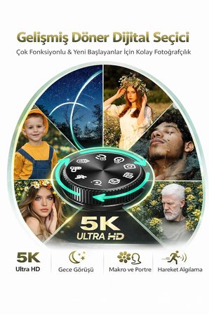 5K Ultra HD ile Üst Düzey Fotoğraf Deneyimi 75MP Döner Ekran 18X Dijital Zoom Kamera
