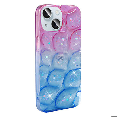 Mkorayavm Apple iPhone 14 3D Desenli Simli Kapak